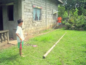 Setting up the bamboo for the anemometer