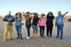 The bird monitoring team in the field