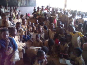 Schoolkids without benches