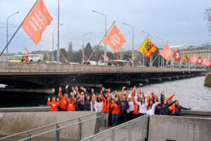 World Cancer Day flags in Geneva