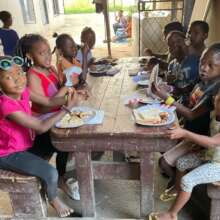 Kids at picnic table