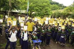 Happy children with new books!