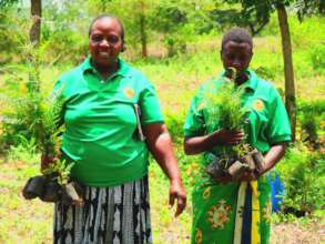 ECC members with new seedlings to hand out