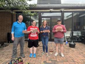 American Woodmark volunteers install memory bricks