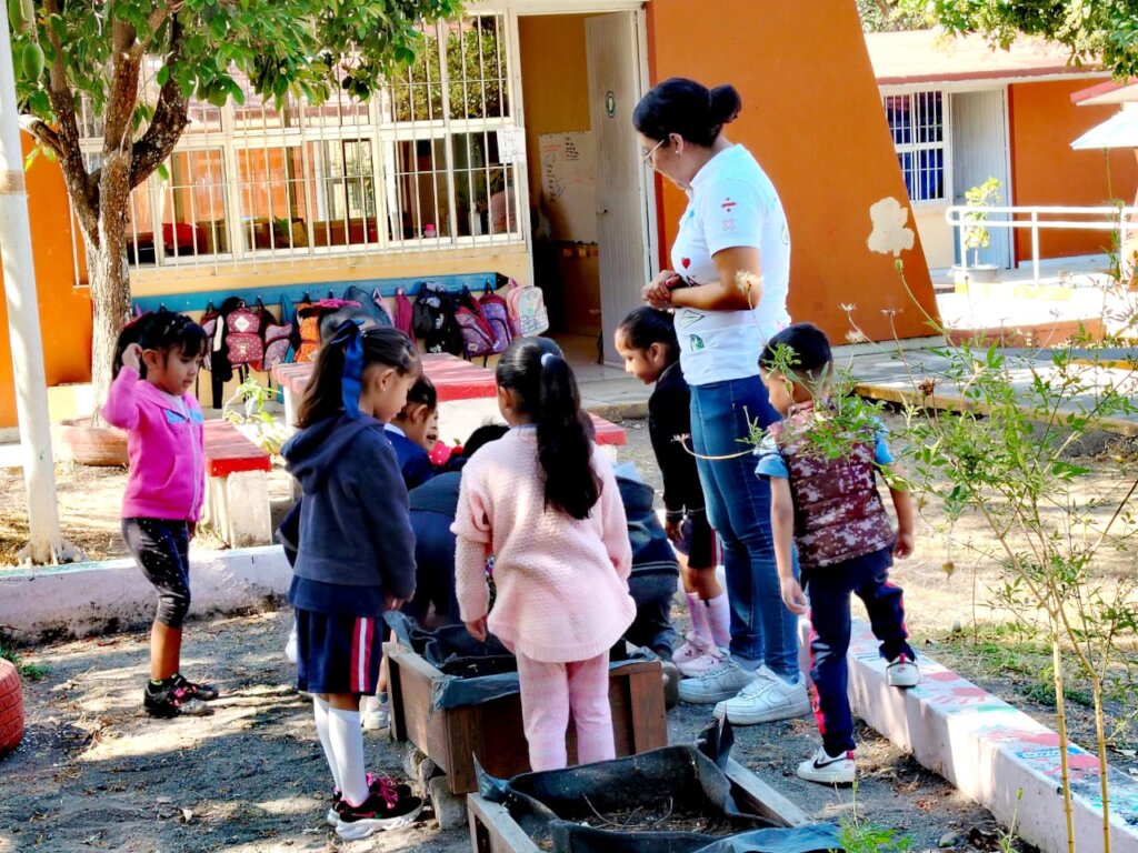 Children at school garden