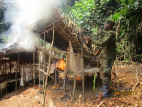 Burning a mining camp