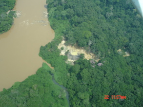 Illegal gold mine from aerial survey