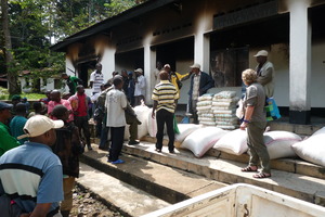 Supplies in Front of Burned ICCN Headquarters