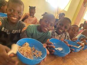 Grateful children eating a nutritious meal