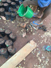 Repurposed old plastic water bottle in the nursery