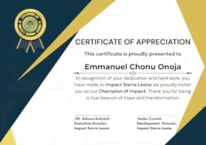 ISL Champion of Impact Certificate issued
