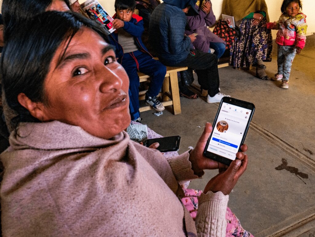 A participant making use of her mobile phone.