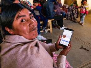A participant making use of her mobile phone.