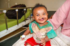 Kenaket in the hospital before cleft lip surgery