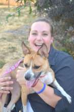 Sarah Williams-Jarred and shelter dog Baye
