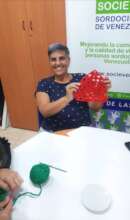 Knitting made by a deafblind person