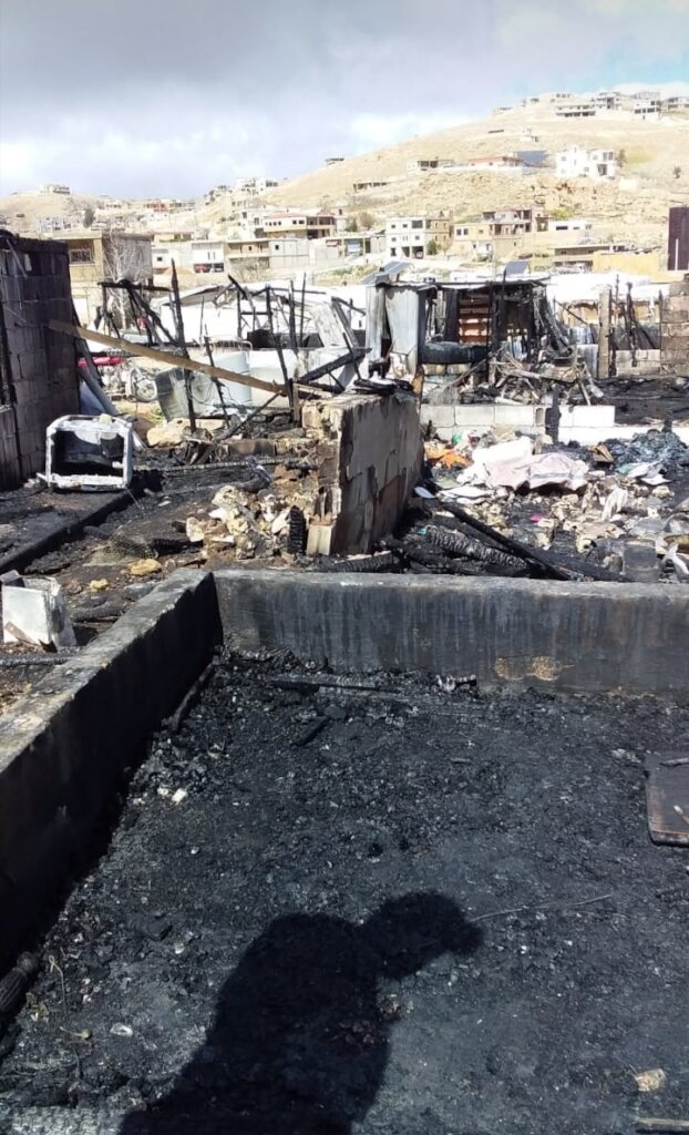 Emergency response to a camp fire in Arsal,Lebanon