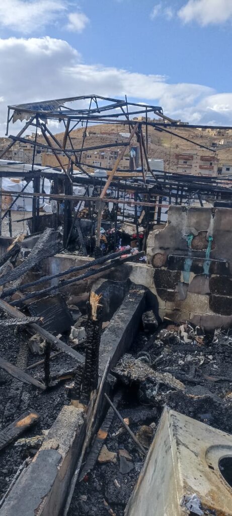 Emergency response to a camp fire in Arsal,Lebanon