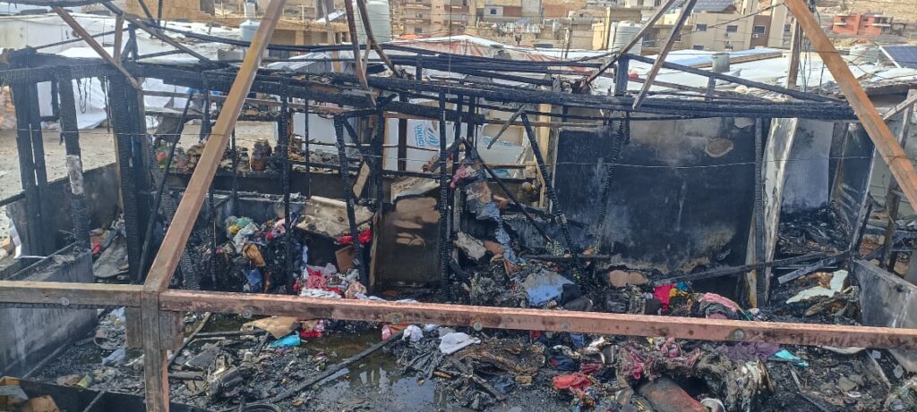Emergency response to a camp fire in Arsal,Lebanon