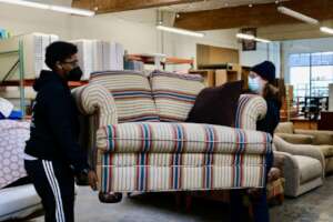 Getting a couch ready for delivery