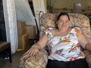 Dee on the chair she selected