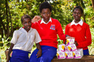 Girls with dignity kits