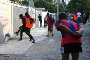 The teams play in confined spaces