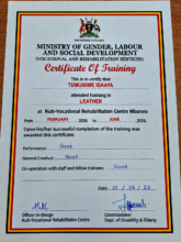Isaaya's reward for completing Vocational training