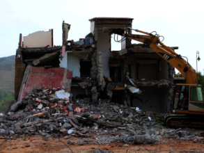 Demolition of the destroyed boarding house in Asni