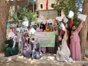 Girls celebrating Baccalaureate results
