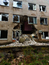 A hospital in Ukraine suffers extensive damage