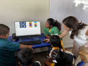 Student's first time using the computer classroom.