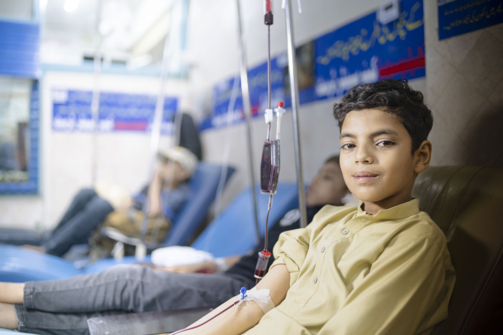 A brave kid receiving blood transfusion at KITCC