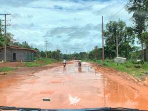 A rural road after flood near Lao girls' homes