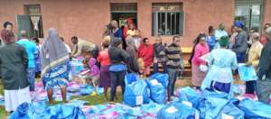Distribution of mosquito treated nets to people.