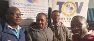 Excited PLANE staff after a radio program on VOT