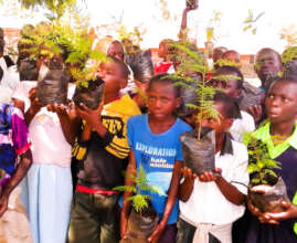 Children Excited to Receive Trees for their School