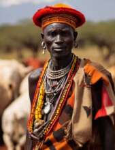 Toposa man with his herd in Eastern Equatoria