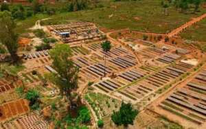 An aerial view of a nursery site