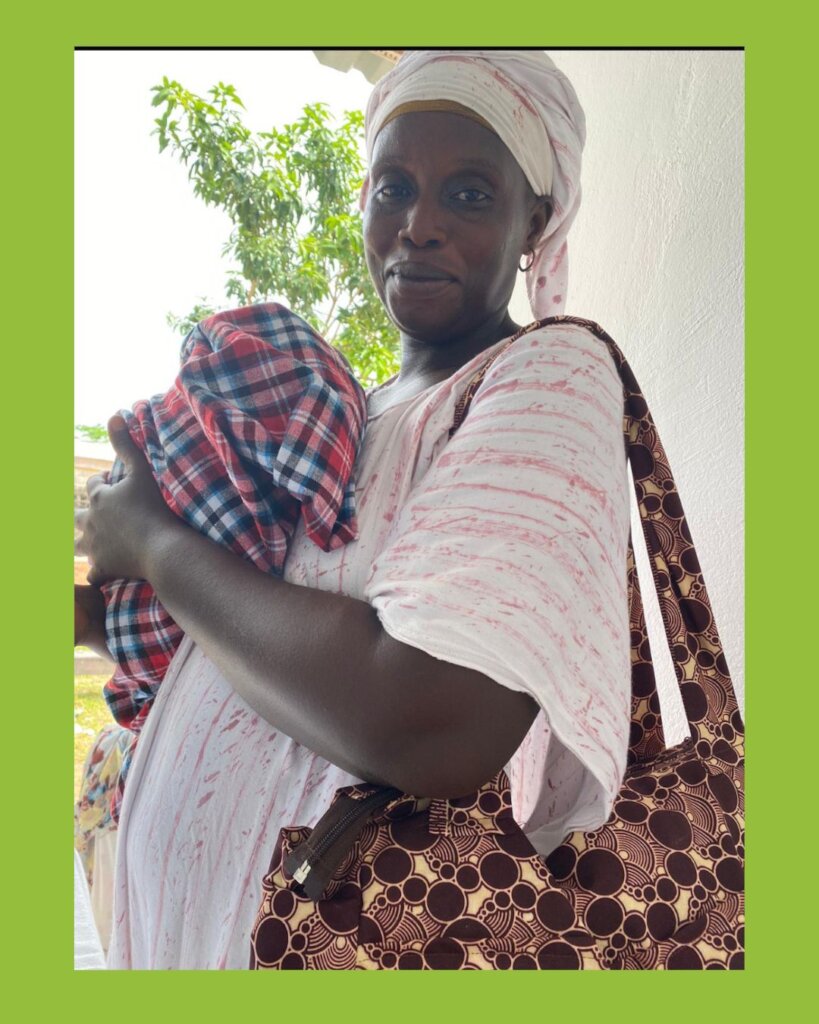 One of new mother's with her baby bag.