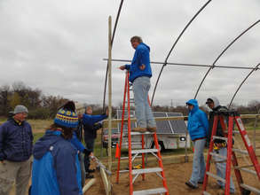 Martin starting the end walls of the hoophouse