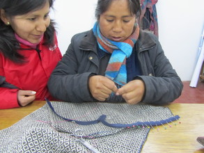 Estela cutting the skirt sample