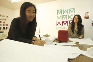 Volunteer designers at work in studio