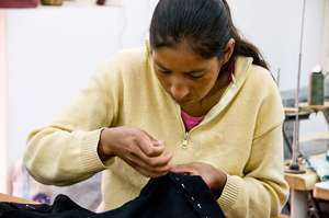 Florentina working on S1 tie-front jacket