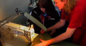 Master class on weaving camouflage nets.