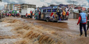 'Matatu' ferrying people across flooded roads