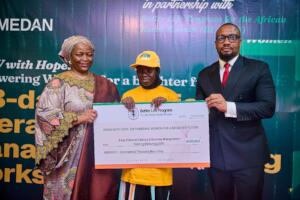BLPARW Chairperson,  SMEDAN DG and a beneficiary