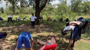 Instruction from a stretching coach