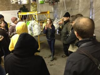 Teachers learning about oyster mushroom production
