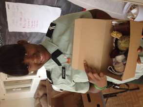 Dominique finishing her Mother's Day Gift Basket!